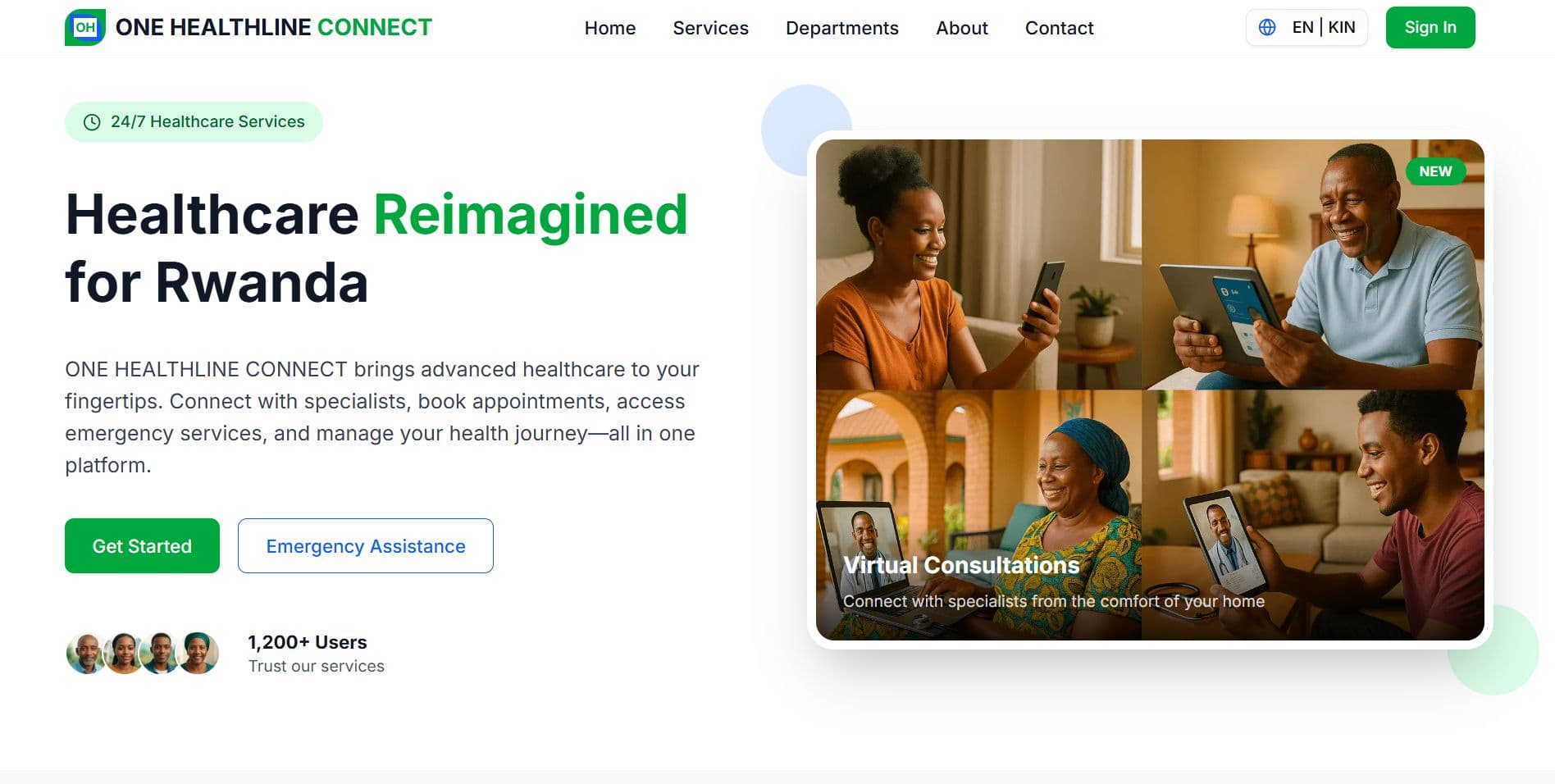 Screenshot of Healthline Rwanda - Healthcare Platform