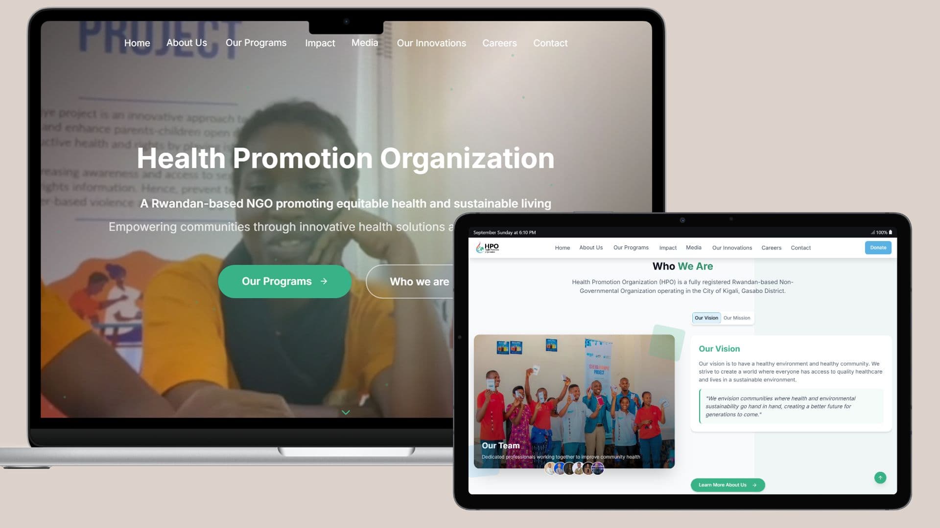 Screenshot of HPO Rwanda - Website